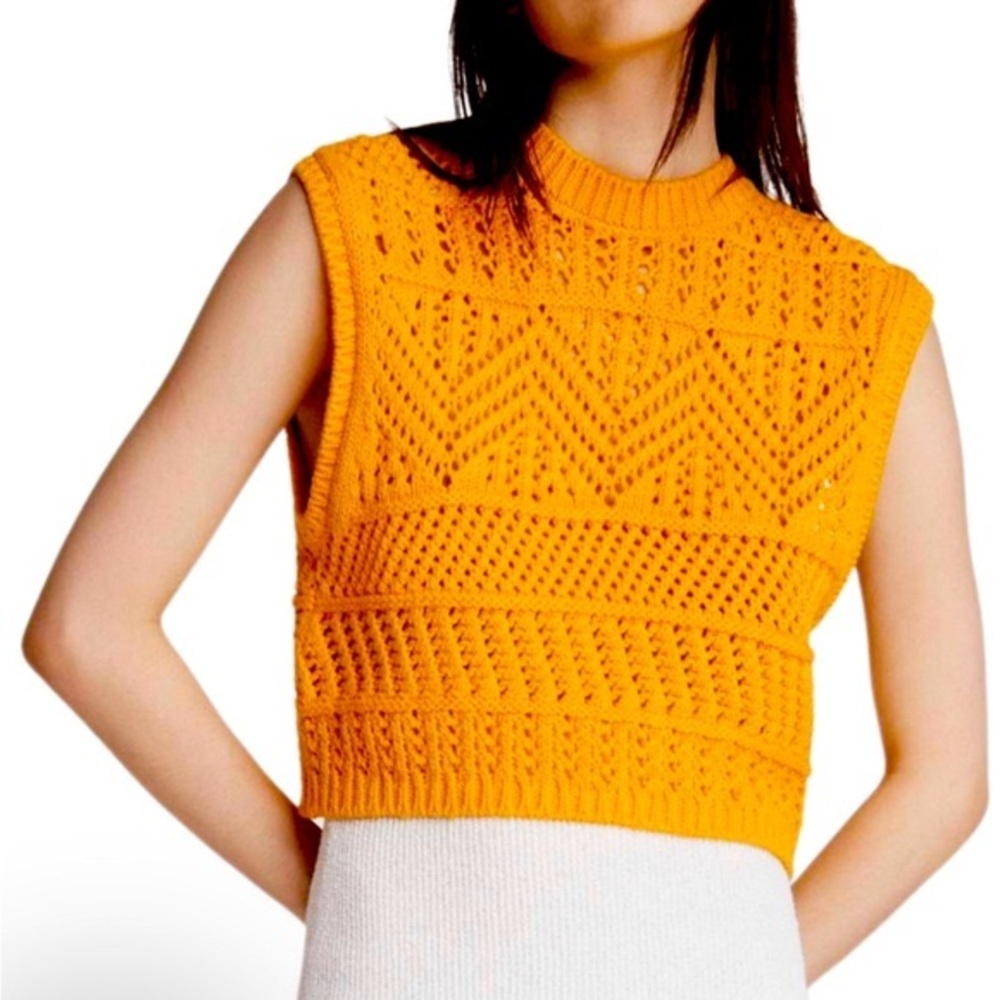 NWT Rag & Bone Renee Cotton Sleeveless Crew Deep Yellow - Marigold- Size medium